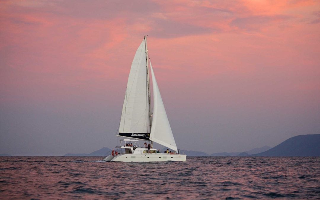 Sailaway V sailing at sunset